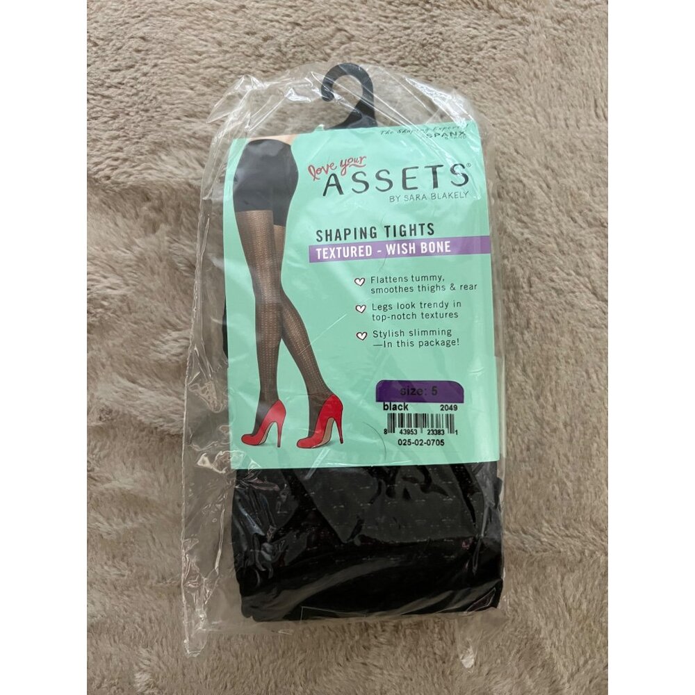 Love Your Assets By Sara Blakely Shaping Textured Tights Size 5 Black - Slimming